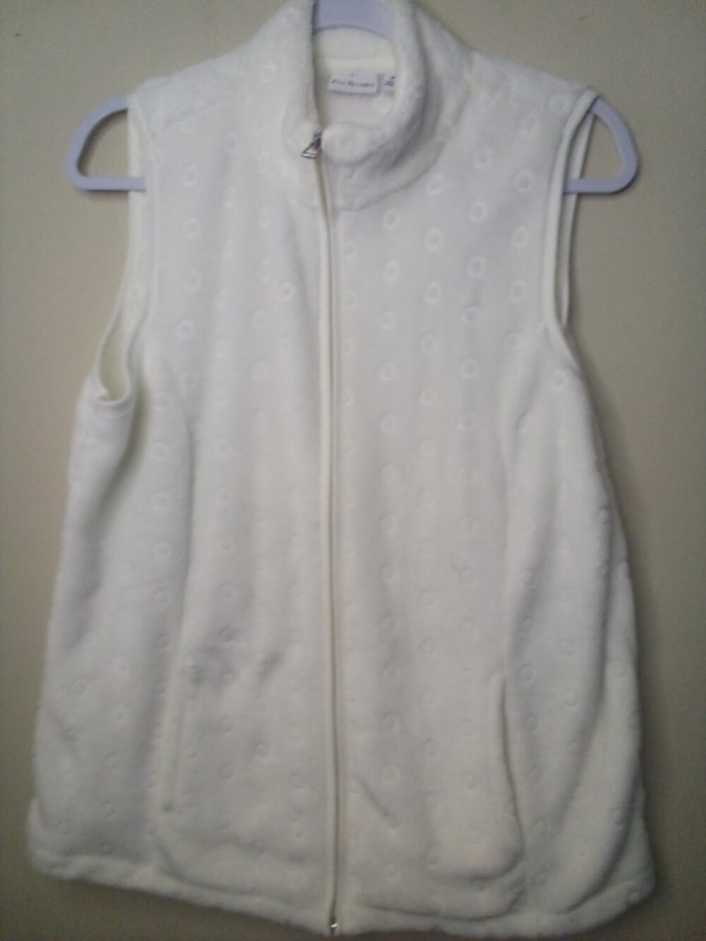 Kim Rogers Fleece Vest Women M Full Zip Sleeveless Soft Pockets White - Picture 3 of 13